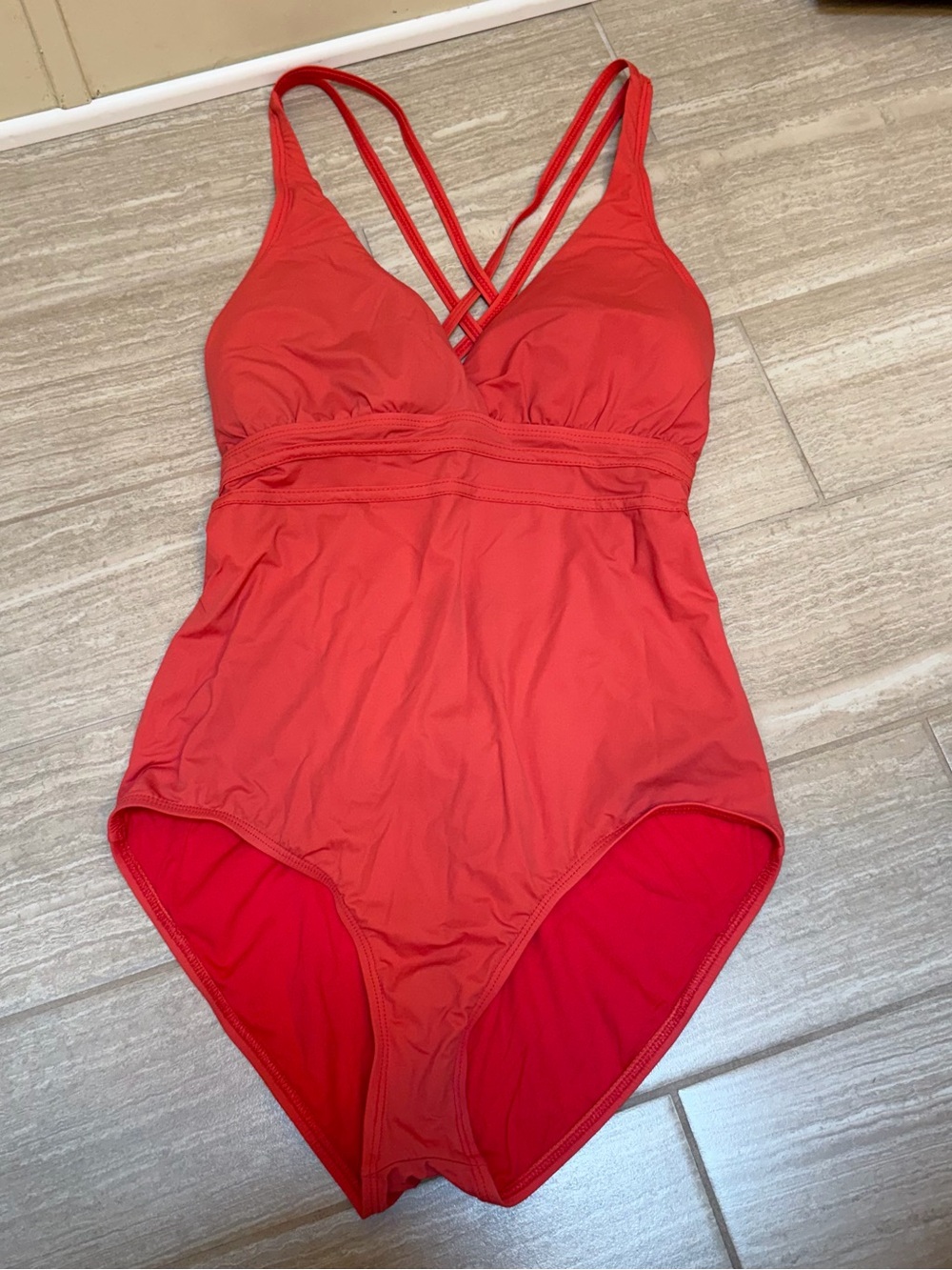 Athena Light Red One-Piece Swimsuit Size 14